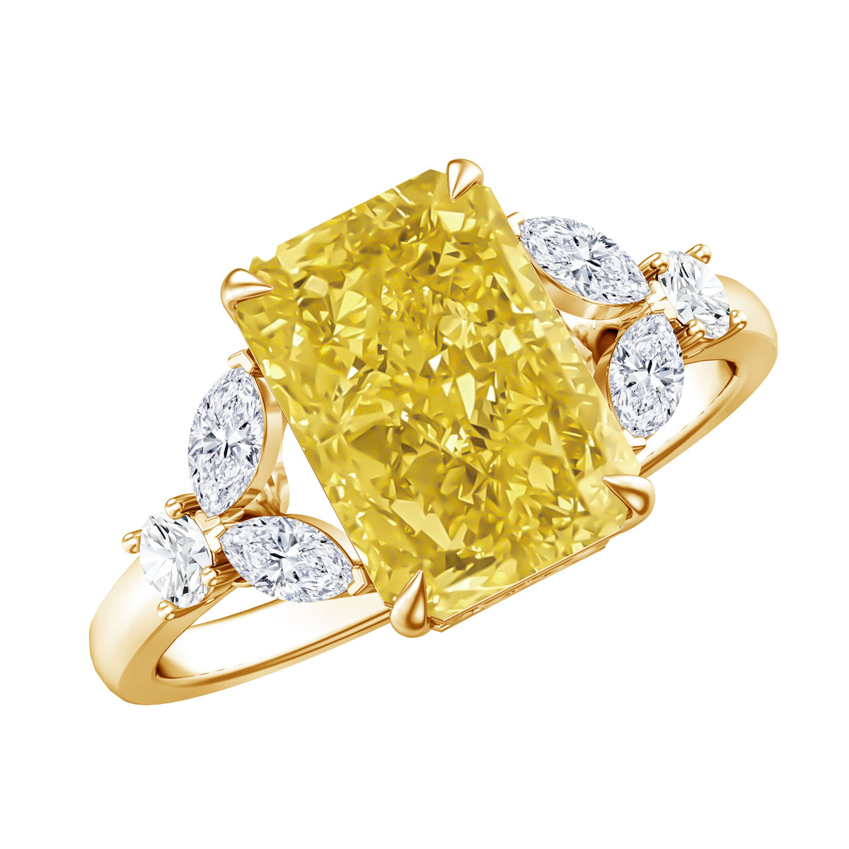 Rosec Jewels-3 Carat Radiant Cut Lab Yellow Diamond Designer Engagement Ring IGI Certified