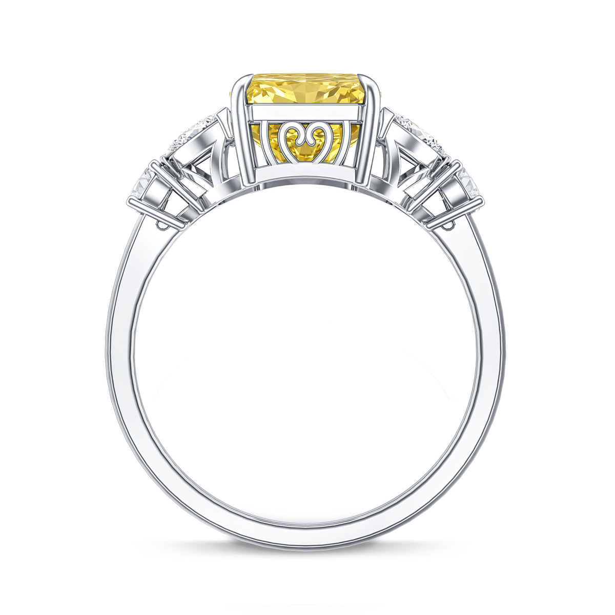 Rosec Jewels-IGI Verified Radiant Cut Lab Grown Yellow Diamond 4 Carat Engagement Ring