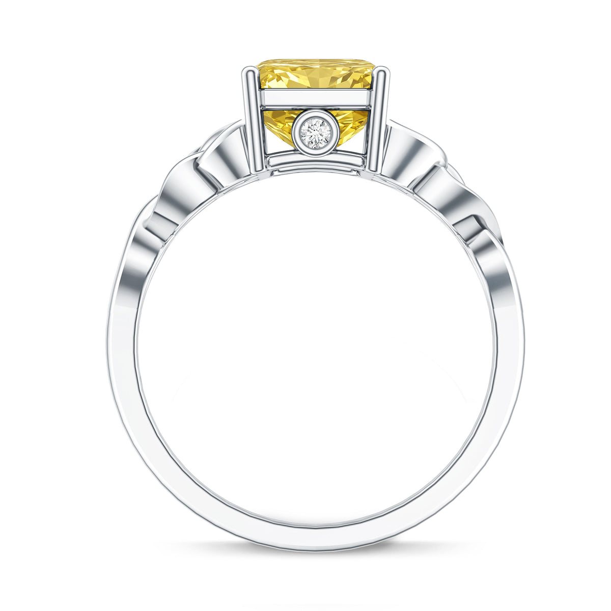 IGI Certified Celtic Design Engagement Ring with Radiant Cut 3 Carat Lab Grown Diamond Vivid Yellow - VS1 - Rosec Jewels
