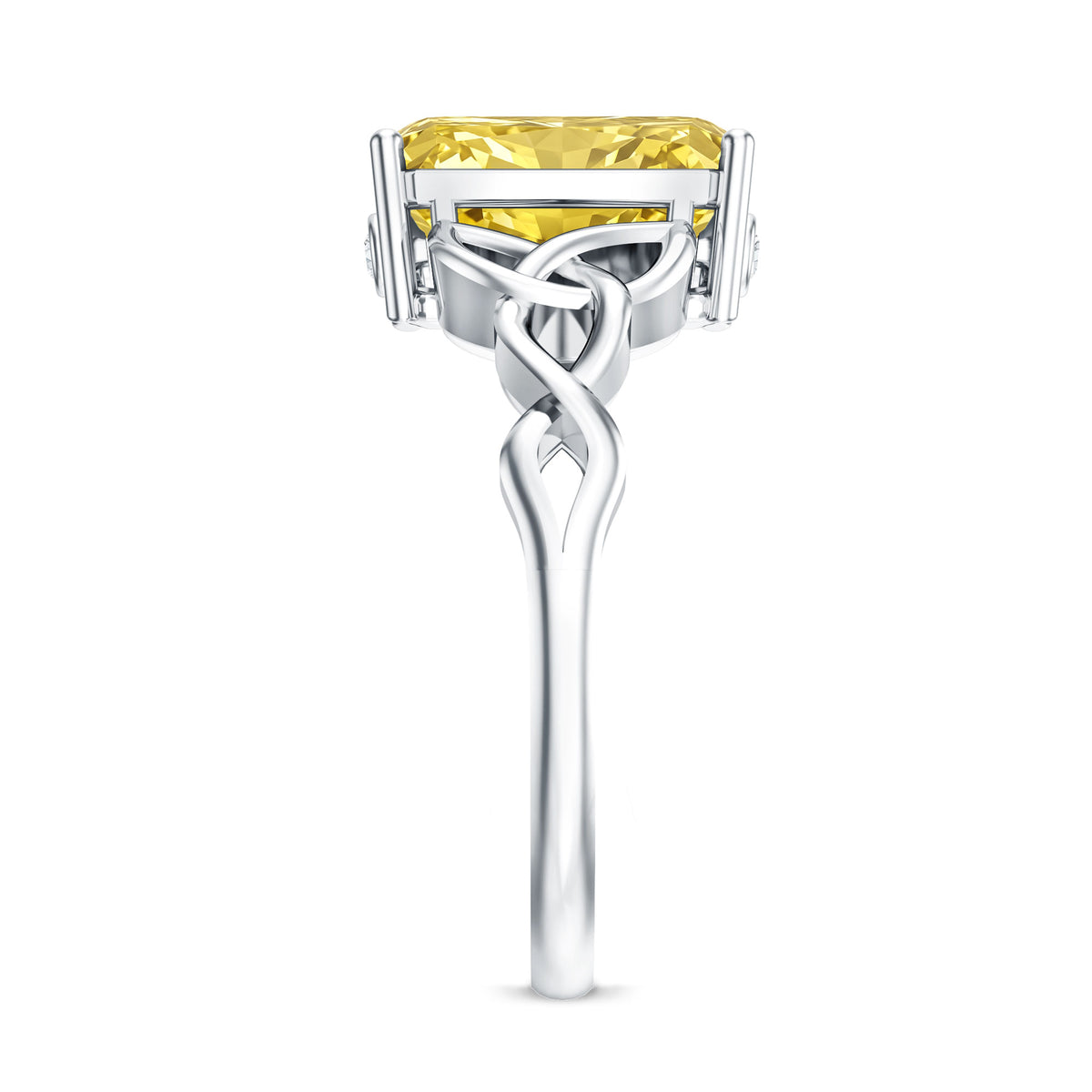 IGI Certified Celtic Design Engagement Ring with Radiant Cut 3 Carat Lab Grown Diamond Vivid Yellow - VS1 - Rosec Jewels