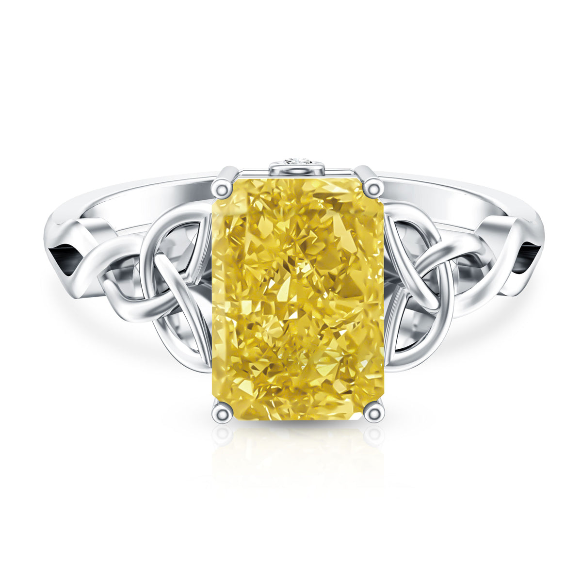 IGI Certified Celtic Design Engagement Ring with Radiant Cut 3 Carat Lab Grown Diamond Vivid Yellow - VS1 - Rosec Jewels