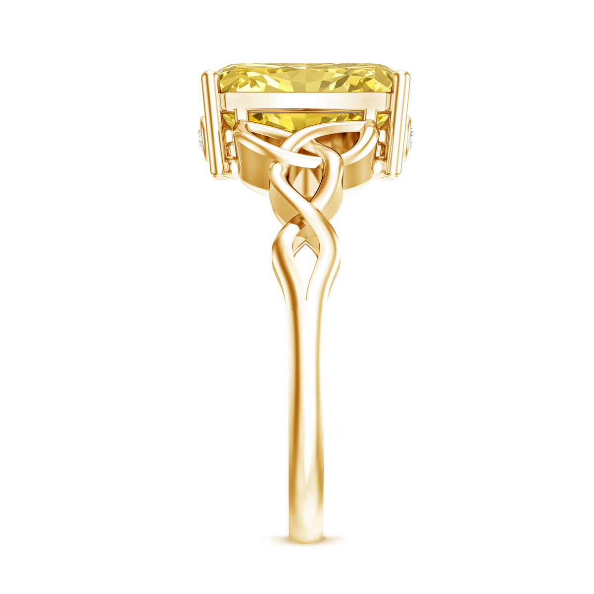 IGI Certified Celtic Design Engagement Ring with Radiant Cut 3 Carat Lab Grown Diamond Vivid Yellow - VS1 - Rosec Jewels