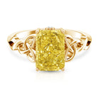 IGI Certified Celtic Design Engagement Ring with Radiant Cut 3 Carat Lab Grown Diamond Vivid Yellow - VS1 - Rosec Jewels