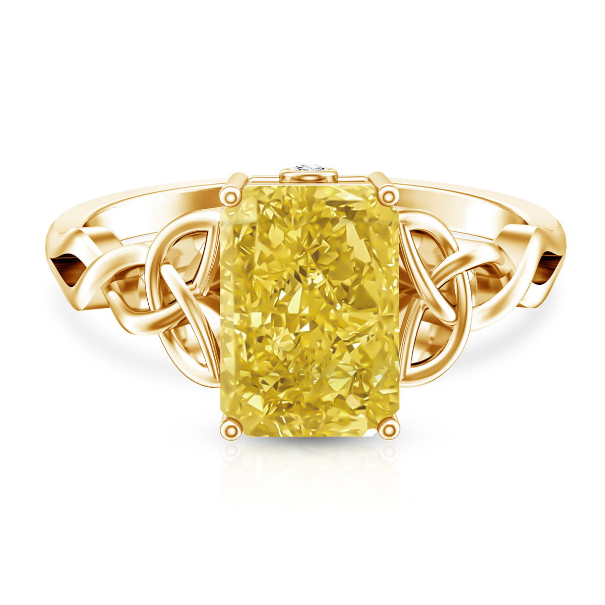 IGI Certified Celtic Design Engagement Ring with Radiant Cut 3 Carat Lab Grown Diamond Vivid Yellow - VS1 - Rosec Jewels