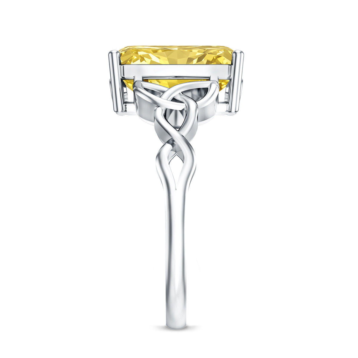 Rosec Jewels-4 Carat Radiant Cut Lab Yellow Diamond Celtic Knot Engagement Ring with IGI Certificate
