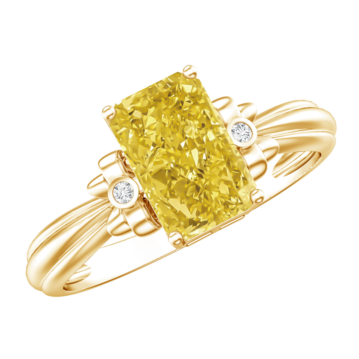 Rosec Jewels-IGI Graded Lab Grown 2 Carat Yellow Diamond Radiant Cut Engagement Ring