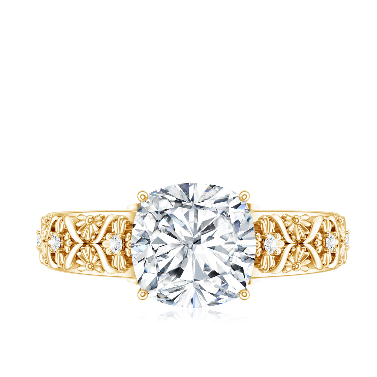 Rosec Jewels-3 Carat Cushion Cut Lab Grown Diamond Vintage Engagement Ring with IGI Certificate
