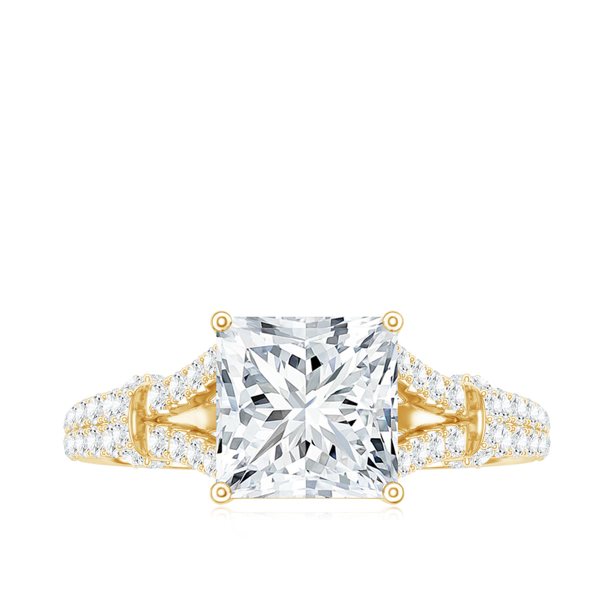 Rosec Jewels-IGI Verified 4 Carat Lab Grown Diamond Princess Cut Engagement Ring with Split Shank
