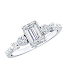 1.8 Carat Emerald Cut Moissanite Engagement Ring with Side Stones D-VS1 - Rosec Jewels