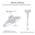 1.8 Carat Emerald Cut Moissanite Engagement Ring with Side Stones D-VS1 - Rosec Jewels