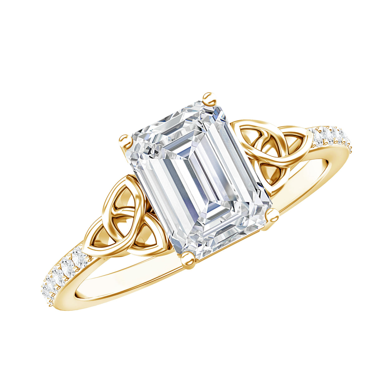 Rosec Jewels-Emerald Cut 2 Carat Lab Grown Diamond Celtic Engagement Ring IGI Certified