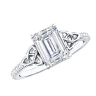 Certified Emerald Cut Moissanite Celtic Knot Engagement Ring D-VS1 - Rosec Jewels
