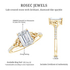 Certified Emerald Cut Moissanite Celtic Knot Engagement Ring D-VS1 - Rosec Jewels