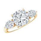 3 Carat Cushion Cut Moissanite Three Stone Engagement Ring D-VS1 - Rosec Jewels
