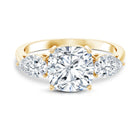 3 Carat Cushion Cut Moissanite Three Stone Engagement Ring D-VS1 - Rosec Jewels