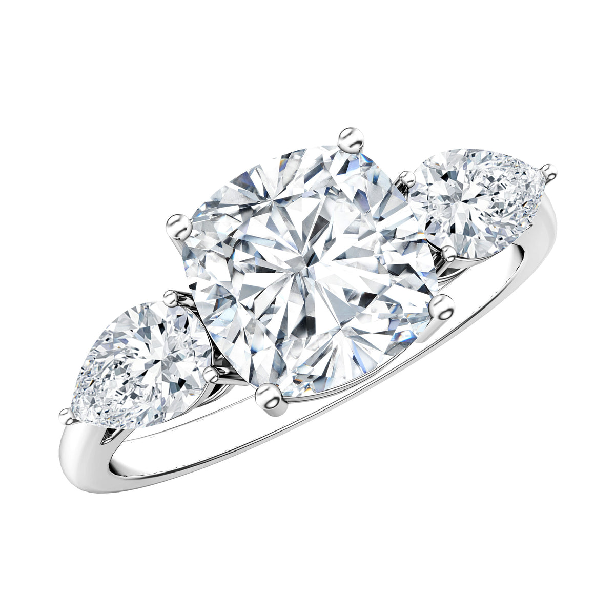 Rosec Jewels-IGI Documented 3 Carat Cushion Cut Lab Grown Diamond Journey Ring