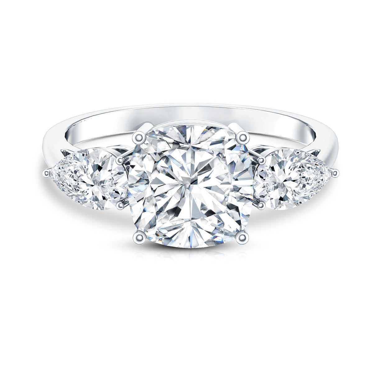 Rosec Jewels-IGI Documented 3 Carat Cushion Cut Lab Grown Diamond Journey Ring