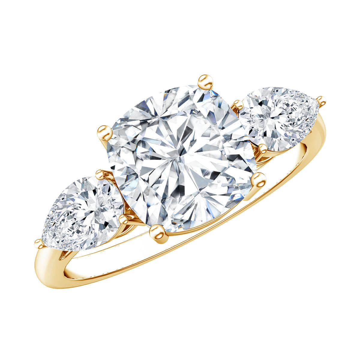 Rosec Jewels-IGI Documented 3 Carat Cushion Cut Lab Grown Diamond Journey Ring