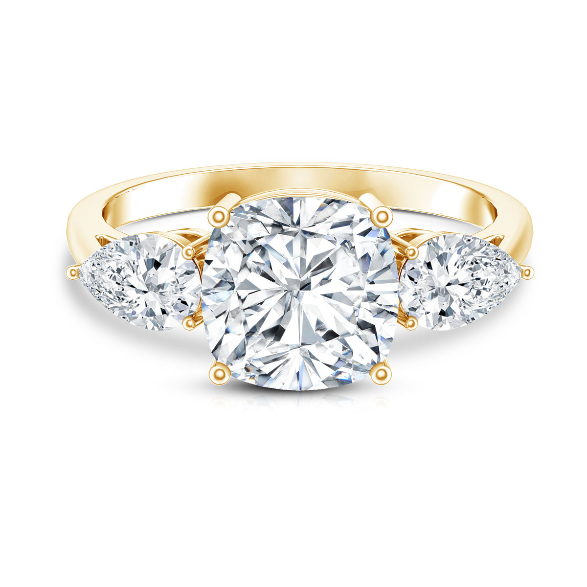 Rosec Jewels-IGI Documented 3 Carat Cushion Cut Lab Grown Diamond Journey Ring