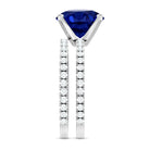 4.5 Carat Lab Created Blue Sapphire Solitaire Wedding Ring Set AAAA - Rosec Jewels