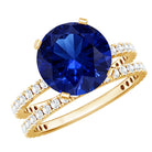 4.5 Carat Lab Created Blue Sapphire Solitaire Wedding Ring Set AAAA - Rosec Jewels