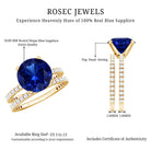 4.5 Carat Lab Created Blue Sapphire Solitaire Wedding Ring Set AAAA - Rosec Jewels