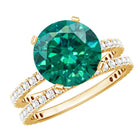 3.5 Carat Lab Created Emerald and Diamond Engagement Ring Set AAAA - Rosec Jewels