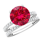 Huge 5 Carat Lab Created Ruby and Diamond Wedding Ring Set for Her AAAA - Rosec Jewels