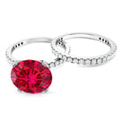 Huge 5 Carat Lab Created Ruby and Diamond Wedding Ring Set for Her AAAA - Rosec Jewels