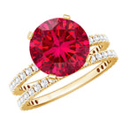 Huge 5 Carat Lab Created Ruby and Diamond Wedding Ring Set for Her AAAA - Rosec Jewels