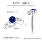 1 Carat Lab Grown Blue Sapphire Bridal Ring Set with Diamond AAAA - Rosec Jewels