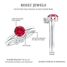 1.3 Carat Lab Grown Ruby and Diamond Engagement Wedding Ring Set of 2 AAAA - Rosec Jewels