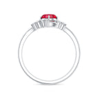 1.3 Carat Lab Grown Ruby and Diamond Engagement Wedding Ring Set of 2 AAAA - Rosec Jewels