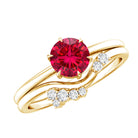 1.3 Carat Lab Grown Ruby and Diamond Engagement Wedding Ring Set of 2 AAAA - Rosec Jewels