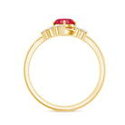 1.3 Carat Lab Grown Ruby and Diamond Engagement Wedding Ring Set of 2 AAAA - Rosec Jewels