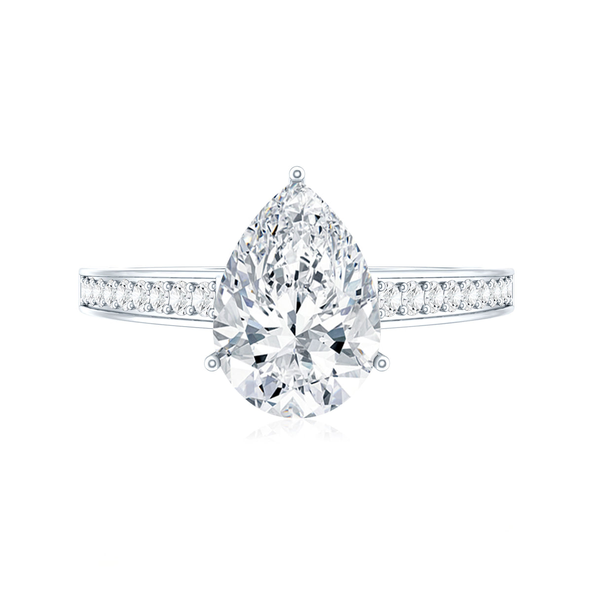 Rosec Jewels-IGI Graded Lab Created 2 Carat Diamond Teardrop Engagement Ring with Side Stones