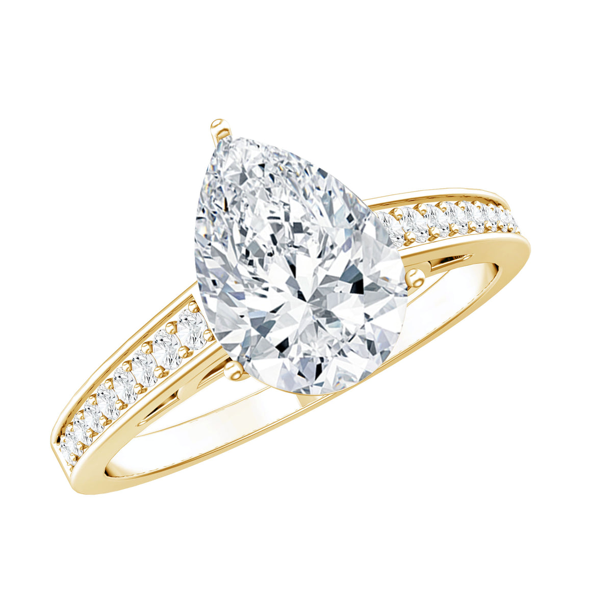 Rosec Jewels-IGI Graded Lab Created 2 Carat Diamond Teardrop Engagement Ring with Side Stones