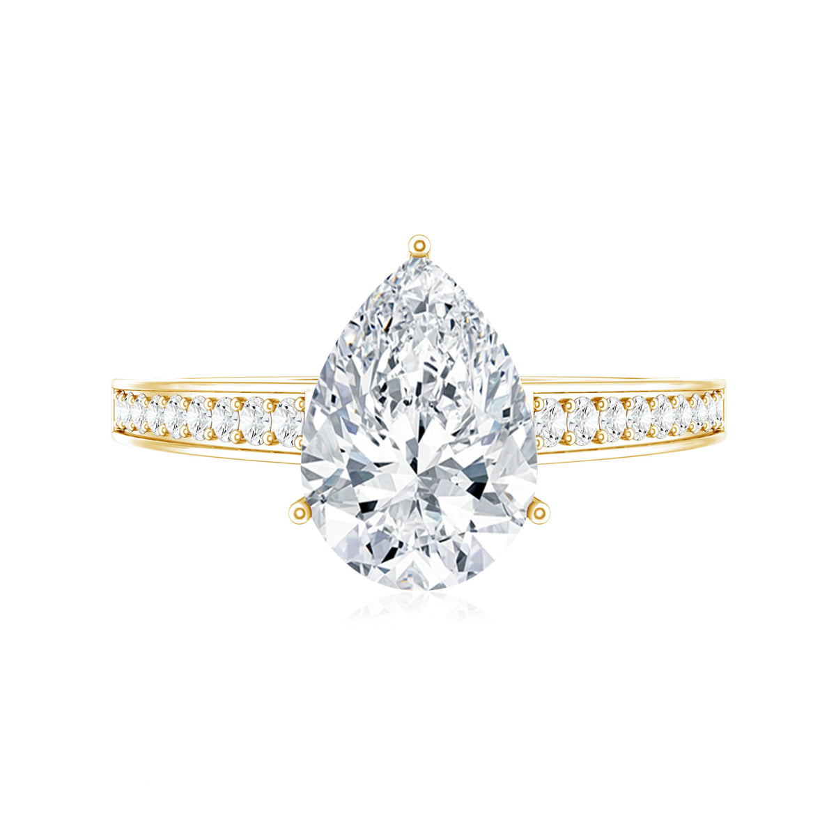 Rosec Jewels-IGI Graded Lab Created 2 Carat Diamond Teardrop Engagement Ring with Side Stones