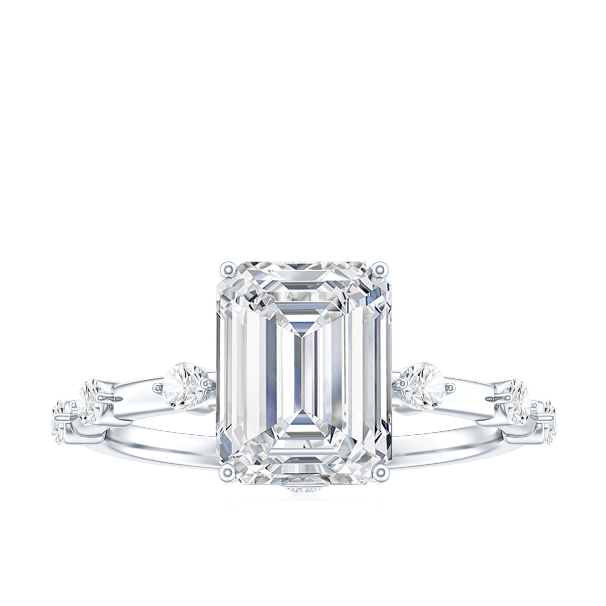 Rosec Jewels-Lab Grown 3 Carat Diamond Emerald Cut Engagement Ring with IGI Certificate