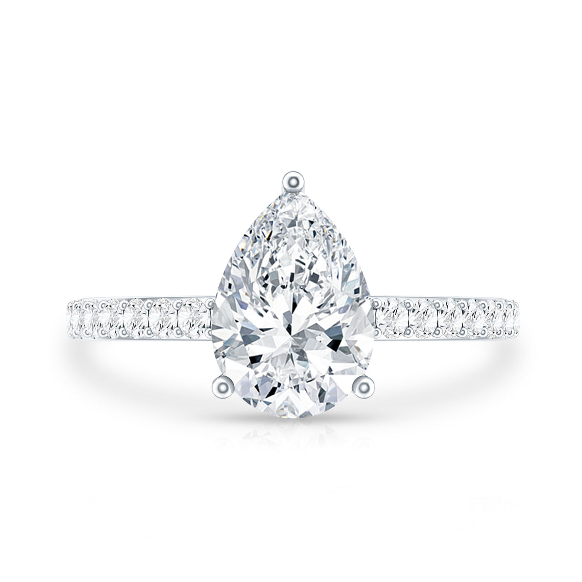 Rosec Jewels-IGI Verified 2 Carat Lab Created Diamond Pear Engagement Ring for Women
