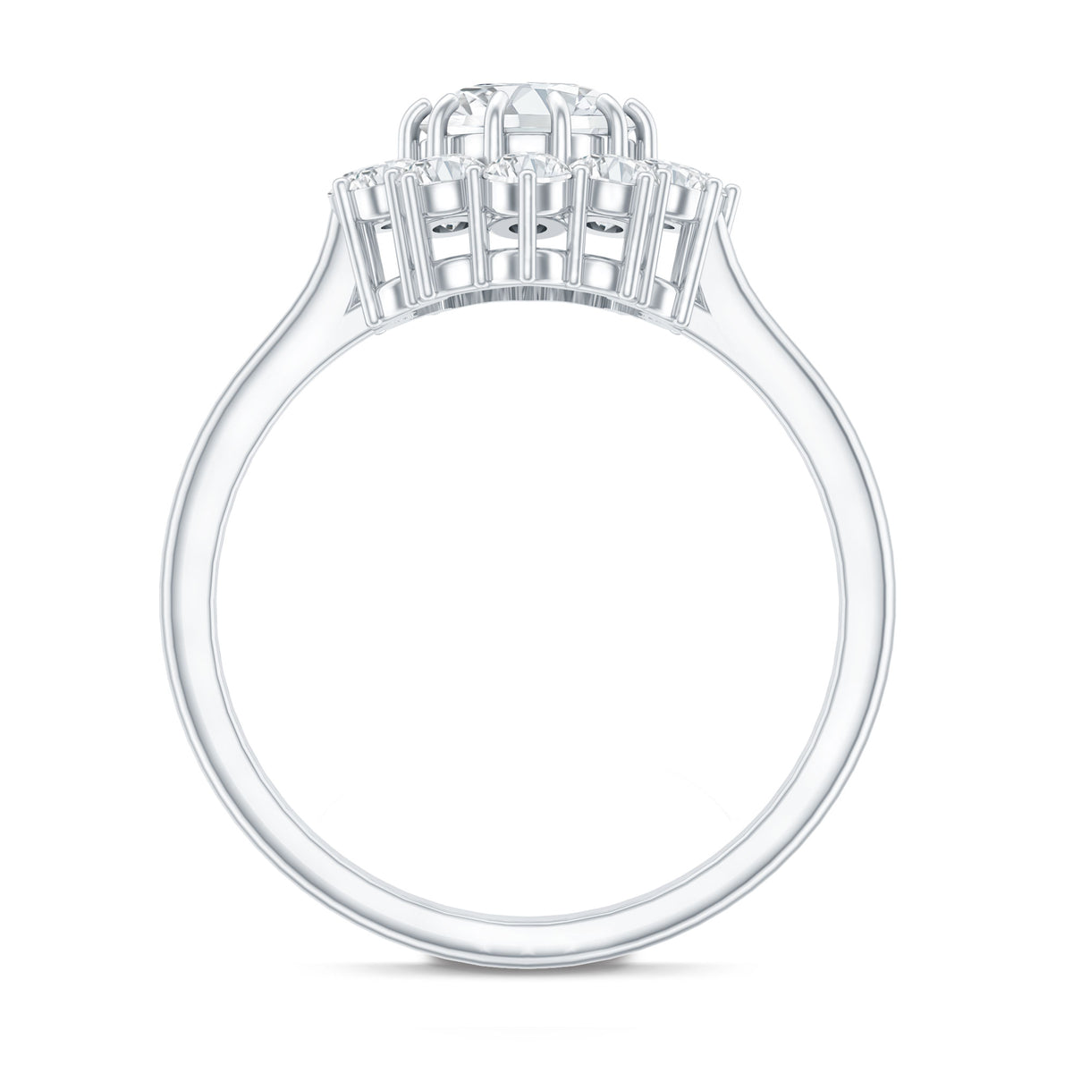 Certified Lab Grown 1 Carat Diamond Oval Halo Engagement Ring Lab - ( EF-VS ) - Rosec Jewels