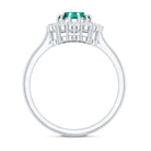 1 Carat Lab Created Emerald Oval Engagement Ring with Diamond Halo AAAA - Rosec Jewels