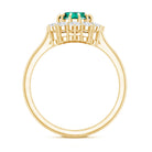1 Carat Lab Created Emerald Oval Engagement Ring with Diamond Halo AAAA - Rosec Jewels