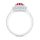 1.5 Carat Lab Grown Ruby Oval Engagement Ring with Diamond Halo AAAA - Rosec Jewels