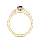 Pear Shape Lab Grown Blue Sapphire and Diamond Bridal Ring Set AAAA - Rosec Jewels