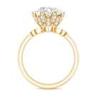 4 Carat Lab Grown Diamond Flower Engagement Ring with Wedding Band Lab - ( EF-VS ) - Rosec Jewels
