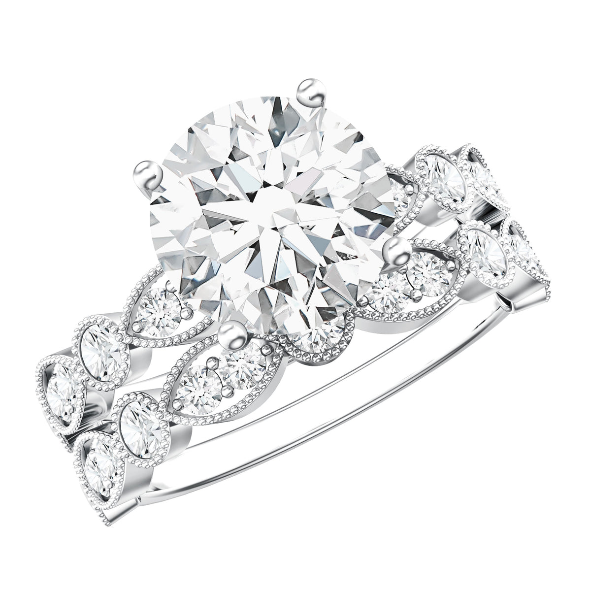 3 Carat Lab Grown Diamond Designer Wedding Ring Set IGI Certified Lab - ( E-VS1 ) - Rosec Jewels