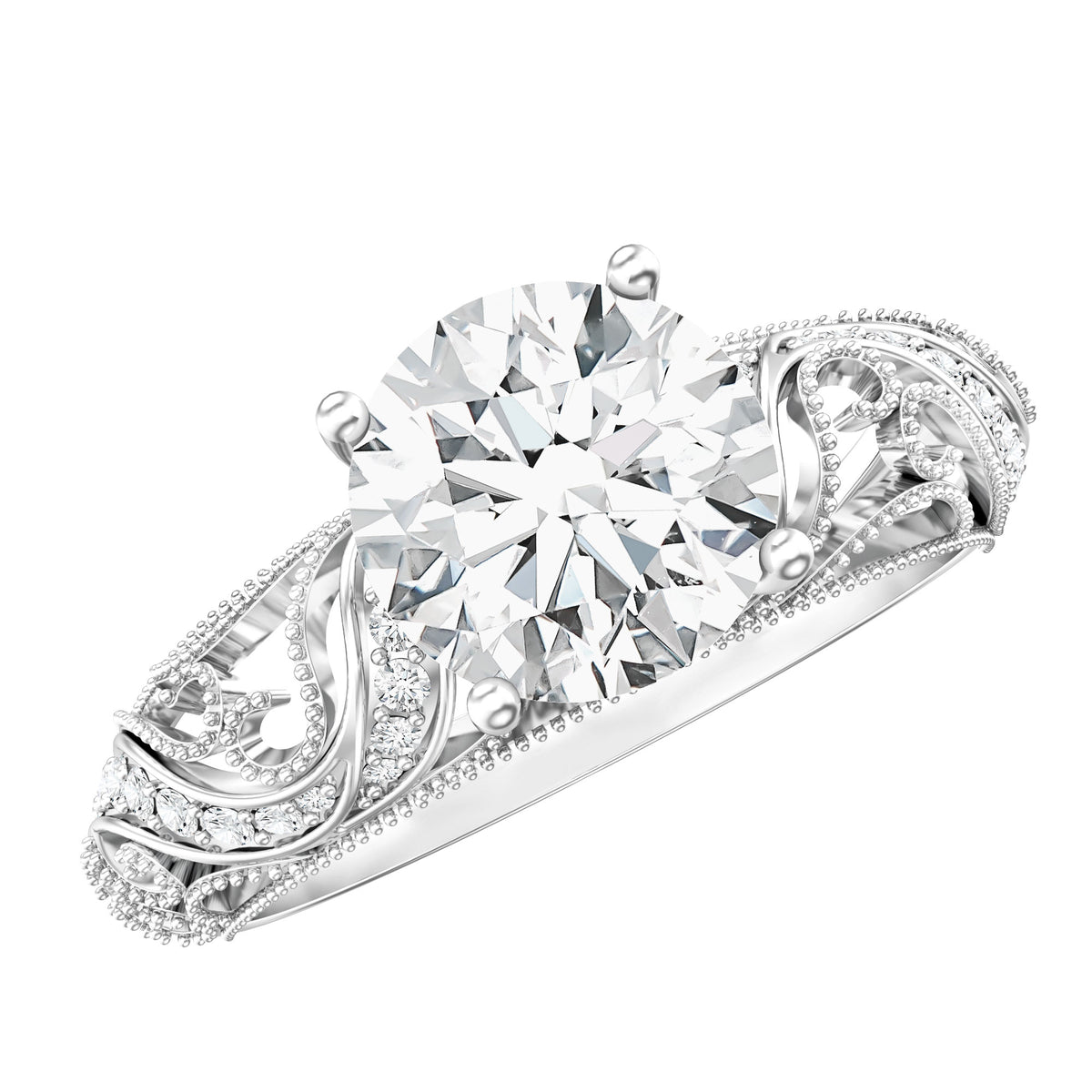 IGI Certified 2 Carat Lab Grown Diamond Vintage Looking Engagement Ring Lab - ( E-VS1 ) - Rosec Jewels