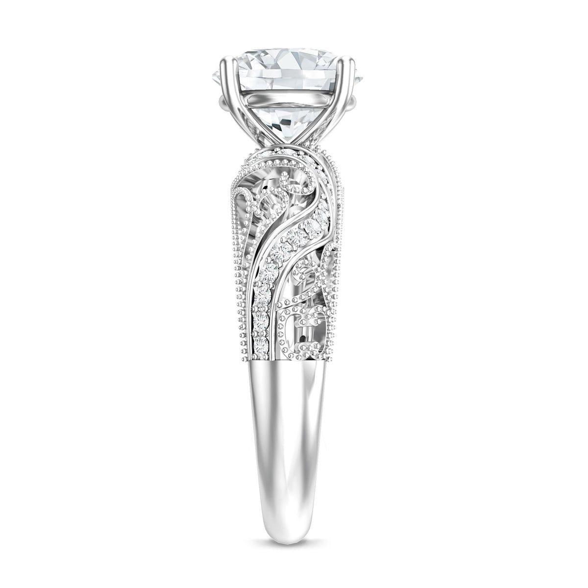 IGI Certified 2 Carat Lab Grown Diamond Vintage Looking Engagement Ring Lab - ( E-VS1 ) - Rosec Jewels