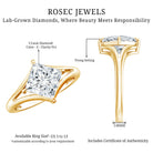 Solitaire Lab Grown 3 Carat Diamond Princess Cut Engagement Ring IGI Verified Lab - ( E-VS1 ) - Rosec Jewels